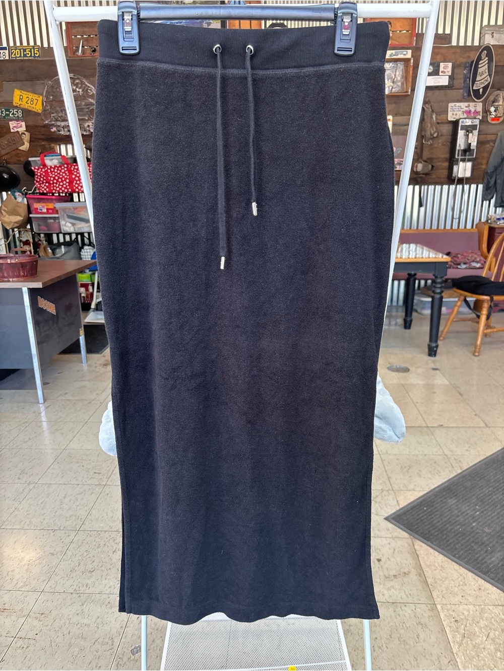 MICHAEL Michael Kors Black Drawstring Knit Midi Skirt
